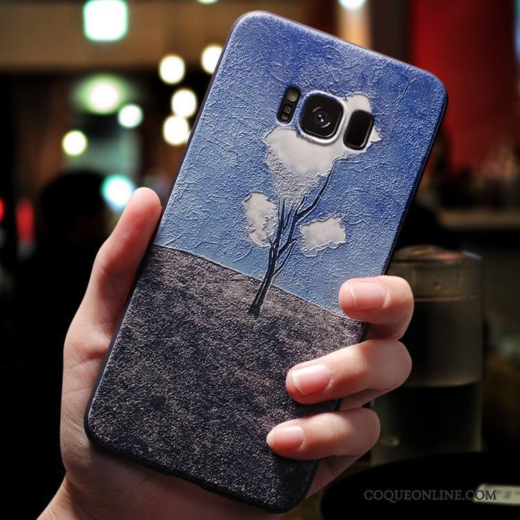 Samsung Galaxy S8+ Étoile Personnalité Créatif Tout Compris Bleu Clair Silicone Coque De Téléphone