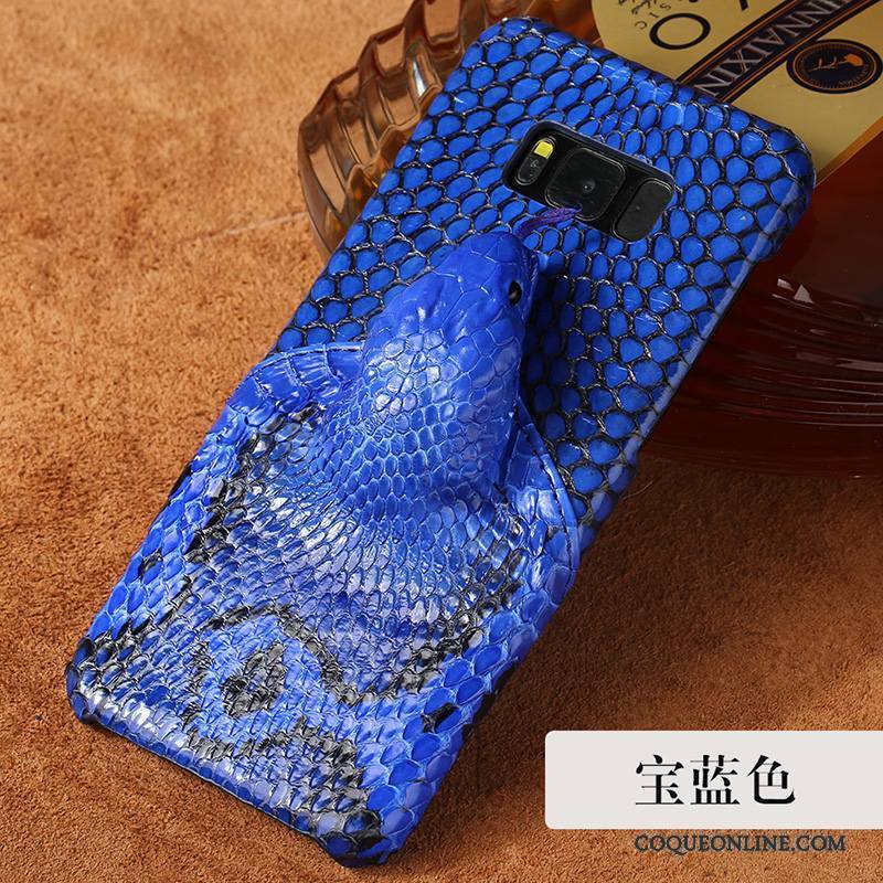 Samsung Galaxy S8+ Étui En Cuir Tendance Bleu Boucle Étoile Anneau Coque De Téléphone