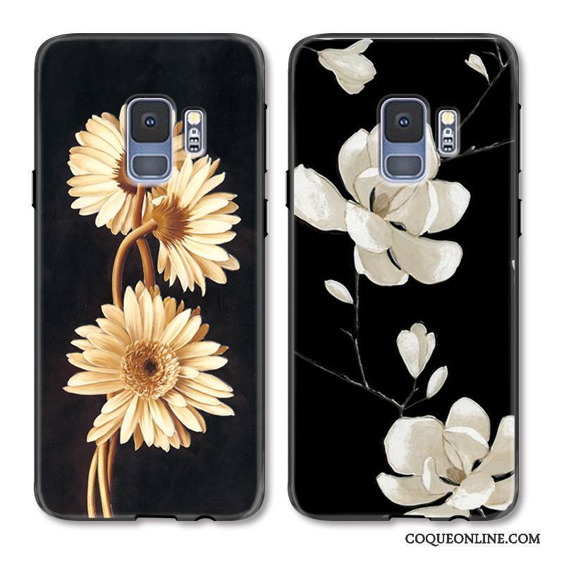 Samsung Galaxy S9+ Coque Art Étui Protection Étoile Frais Tendance Noir