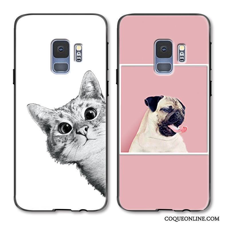 Samsung Galaxy S9+ Coque Chat Gaufrage Bovins Étoile Ornements Suspendus Blanc Charmant