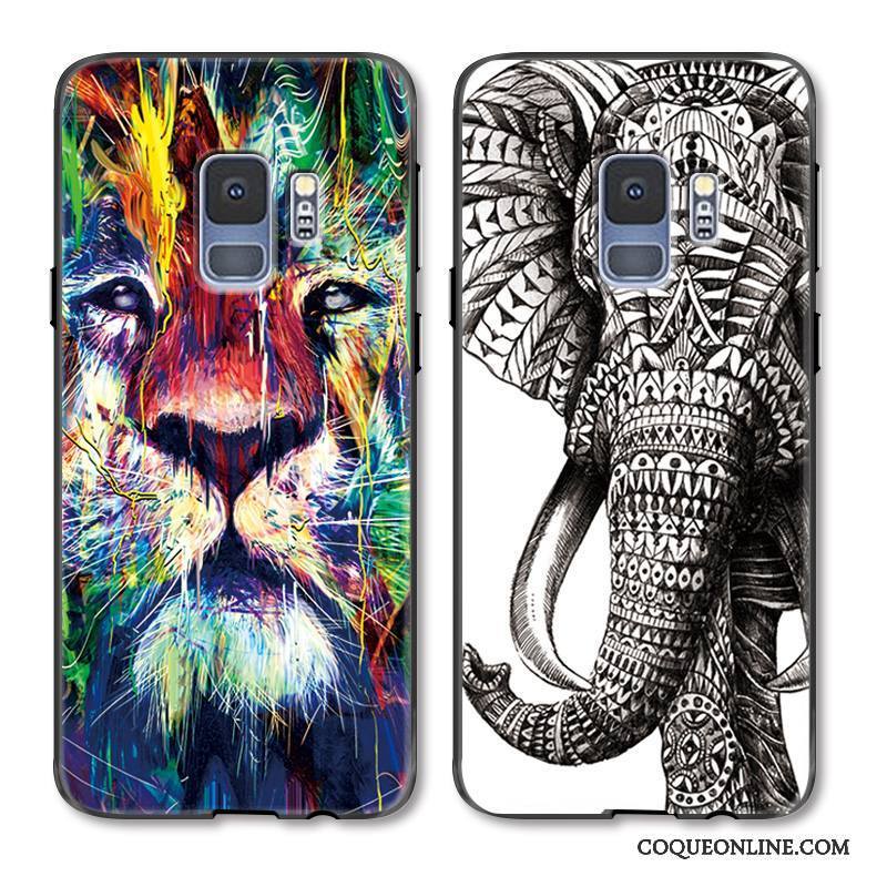 Samsung Galaxy S9+ Coque De Téléphone Lion Animal Luxe Gaufrage Étui Créatif