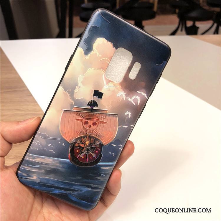 Samsung Galaxy S9+ Coque Fluide Doux Bleu Clair Délavé En Daim Étui Protection Charmant Tout Compris