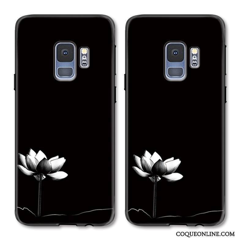 Samsung Galaxy S9+ Coque Gaufrage Étoile Ornements Suspendus Noir Frais Ligne Étui