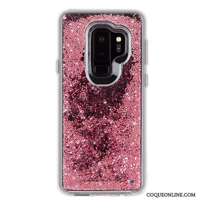 Samsung Galaxy S9 Coque Liquide Rose Étoile Incassable Tissu Étui Quicksand