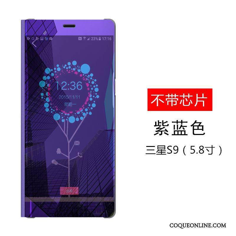 Samsung Galaxy S9 Coque Miroir Créatif Tendance Violet Incassable Tout Compris Clamshell