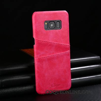 Samsung Galaxy S9+ Coque Mode Cuir Véritable Incassable Protection Rouge Couvercle Arrière