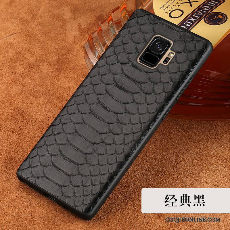 Samsung Galaxy S9+ Coque Noir Incassable Luxe Tout Compris Étoile Nouveau Cuir Véritable