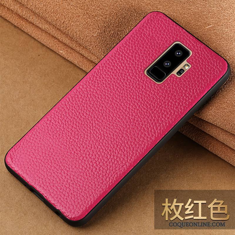 Samsung Galaxy S9+ Coque Rouge Tout Compris Très Mince Étui En Cuir Étoile Marque De Tendance Créatif