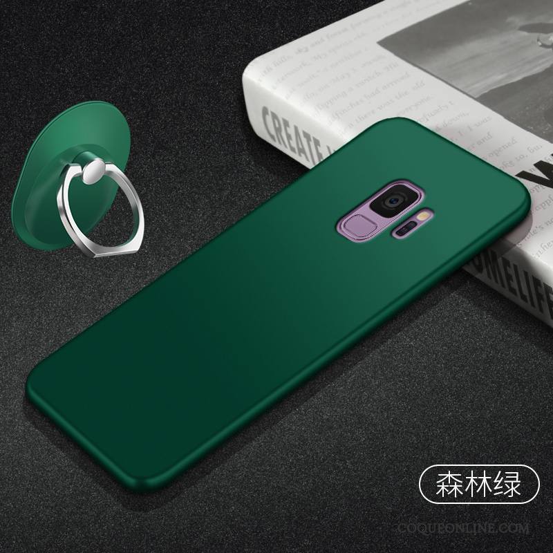 Samsung Galaxy S9 Coque Simple Vert Étoile Délavé En Daim Très Mince Étui Tout Compris
