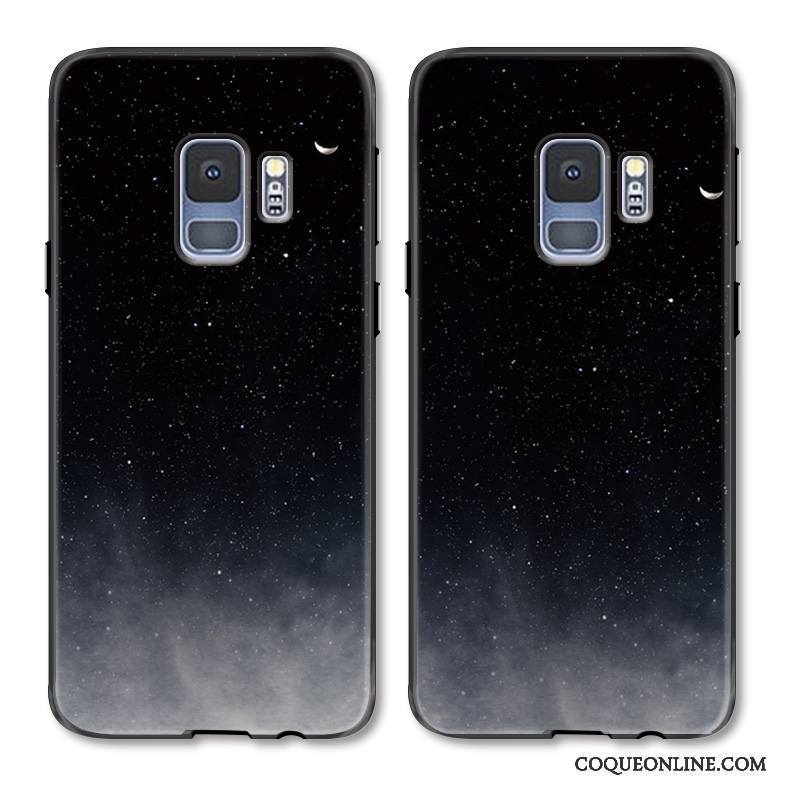 Samsung Galaxy S9+ Coque Tout Compris Étoile Personnalité Simple Mois Étui Ciel Étoilé