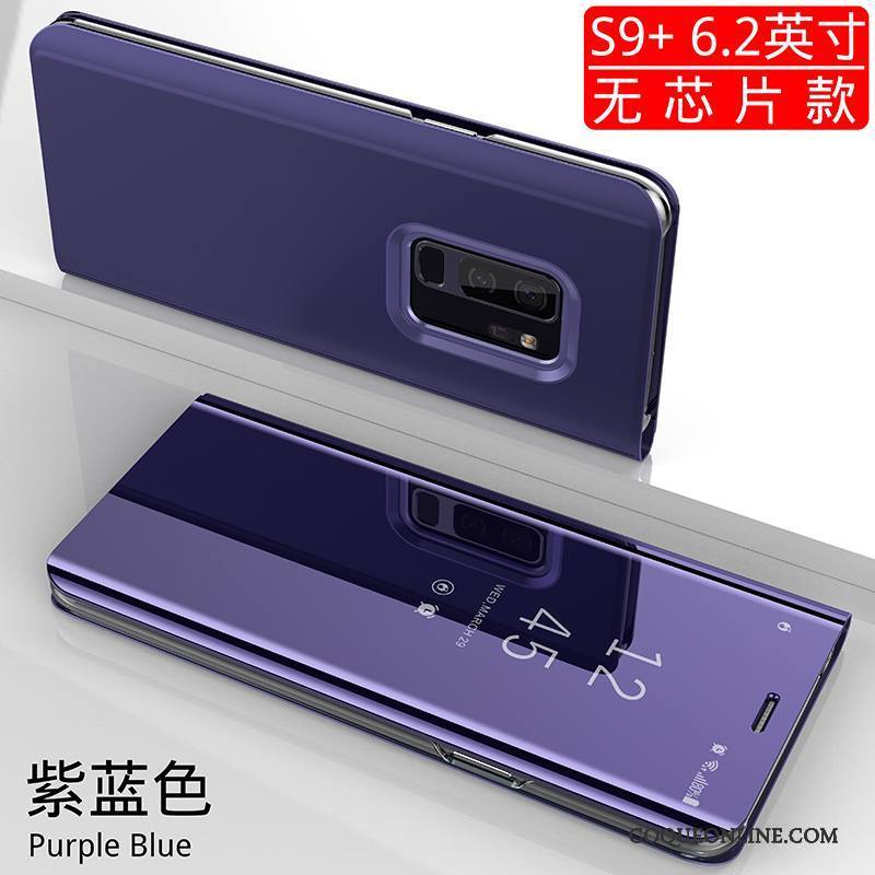 Samsung Galaxy S9+ Coque Violet Étui Protection Marque De Tendance Miroir Housse Bleu