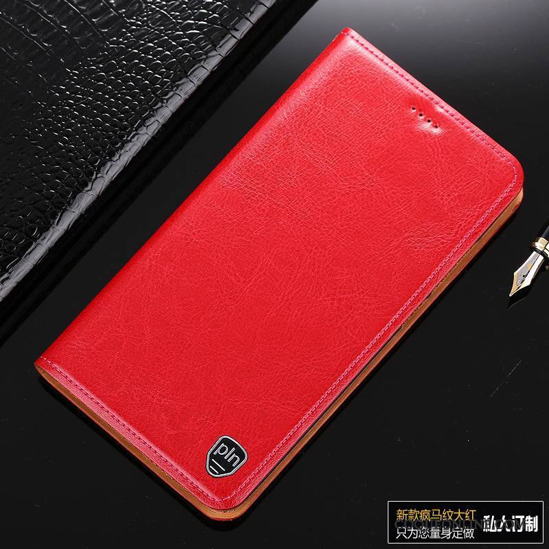 Samsung Galaxy S9 Coque Étoile Rouge Cuir Véritable Luxe Business Protection Clamshell