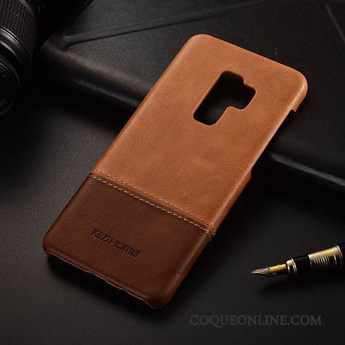 Samsung Galaxy S9+ Cuir Protection Coque De Téléphone Cuir Véritable Très Mince Étui Jaune