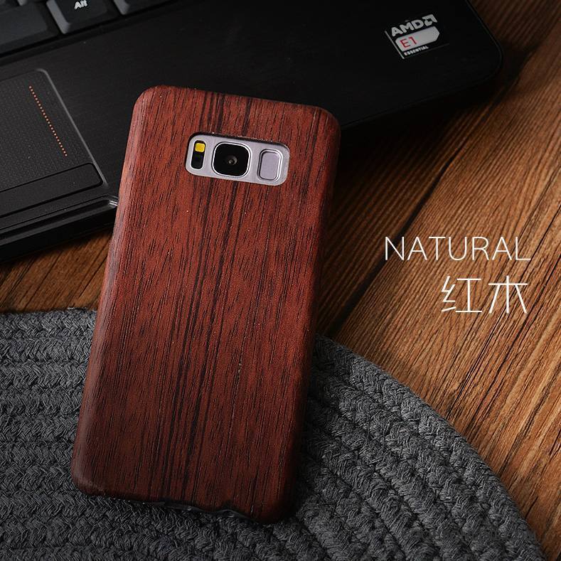 Samsung Galaxy S9+ En Bois Protection Coque De Téléphone Étui Tout Compris Étoile Rouge