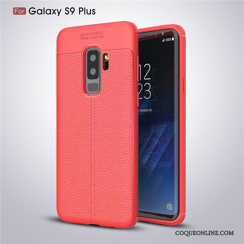 Samsung Galaxy S9+ Fluide Doux Cuir Rouge Silicone Étoile Coque De Téléphone Modèle Fleurie