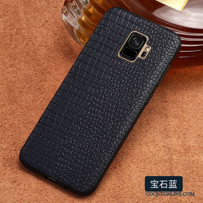 Samsung Galaxy S9+ Personnalité Créatif Étui En Cuir Coque De Téléphone Luxe Bleu Étoile