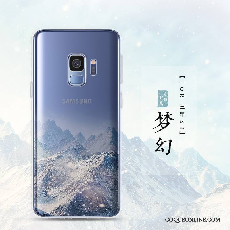 Samsung Galaxy S9 Protection Fluide Doux Coque De Téléphone Bleu Transparent Incassable Silicone