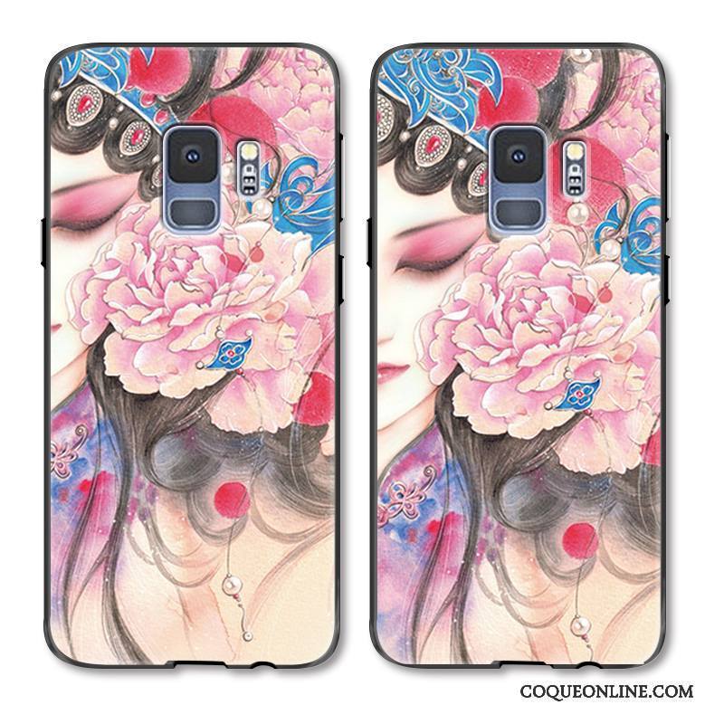 Samsung Galaxy S9+ Style Chinois Incassable Mode Hua Dan Gaufrage Protection Coque De Téléphone