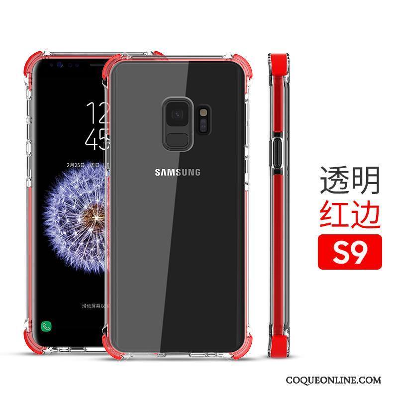 Samsung Galaxy S9 Transparent Silicone Rouge Étoile Coque De Téléphone Tout Compris Incassable