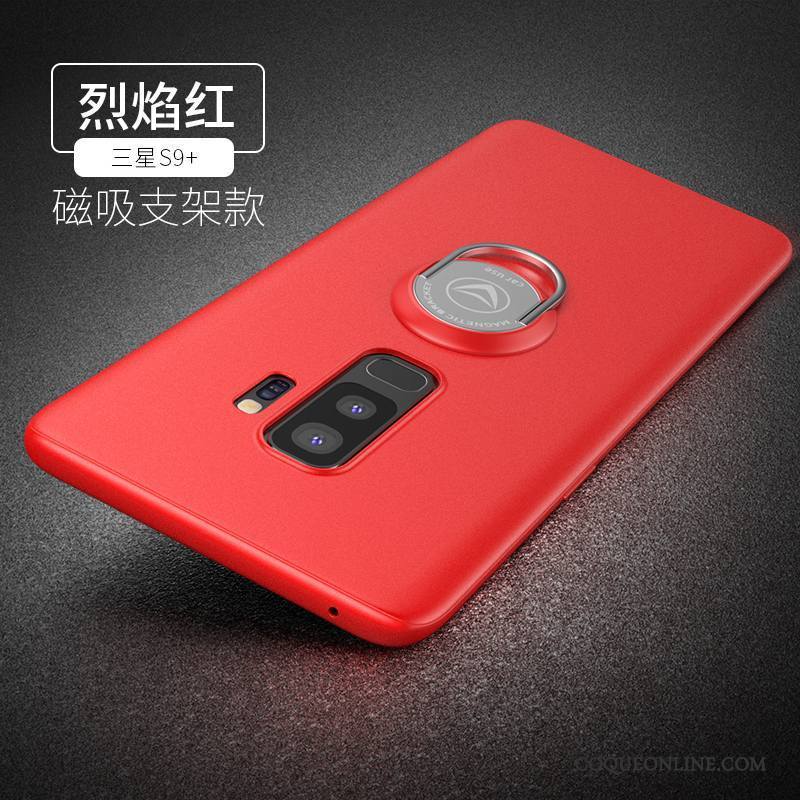 Samsung Galaxy S9+ Très Mince Rouge Coque De Téléphone Créatif Délavé En Daim Incassable Étui