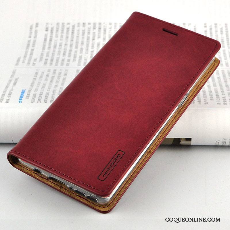 Samsung Galaxy S9+ Vin Rouge Fluide Doux Très Mince Protection Étoile Étui En Cuir Coque De Téléphone