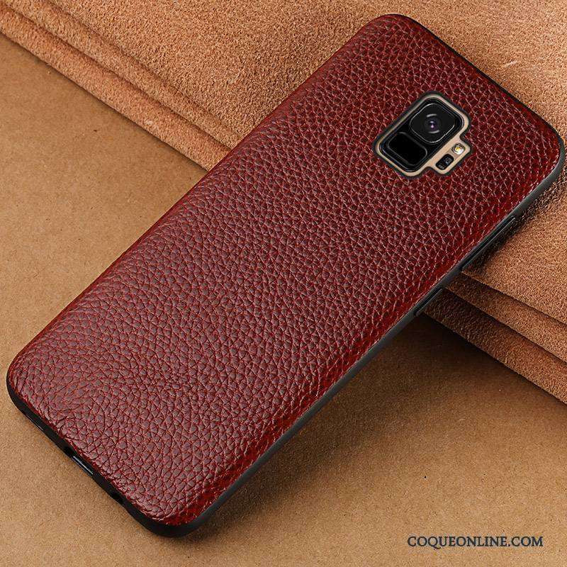 Samsung Galaxy S9+ Étoile Vin Rouge Étui En Cuir Incassable Coque De Téléphone Tout Compris Marque De Tendance