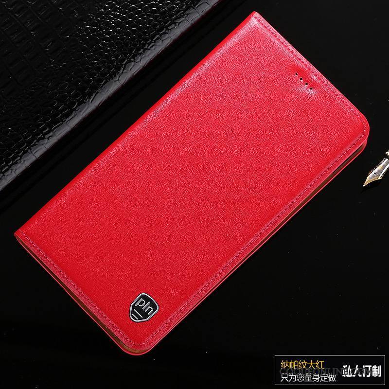 Samsung Galaxy S9 Étui En Cuir Clamshell Cuir Véritable Modèle Fleurie Protection Coque De Téléphone Rouge