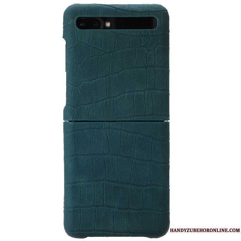 Samsung Z Flip Bleu Marin Cuir Véritable Pure Coque De Téléphone Tout Compris Étui En Cuir Incassable