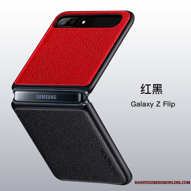 Samsung Z Flip Divisé Silicone Incassable Étui En Cuir Plier Cuir Véritable Coque