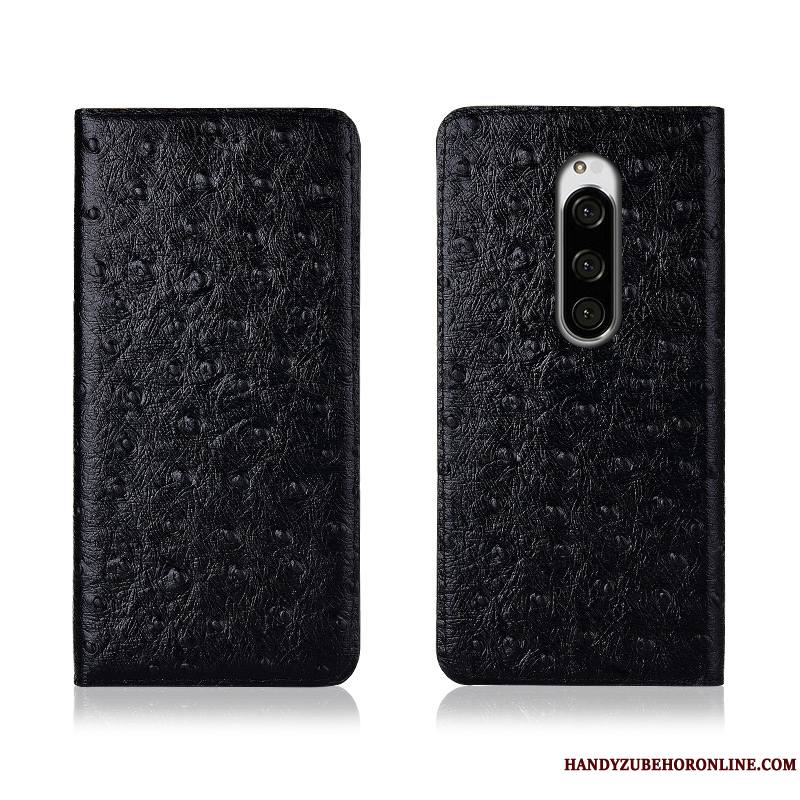 Sony Xperia 1 Coque Étui Fluide Doux Noir Tout Compris Étui En Cuir Nouveau Téléphone Portable