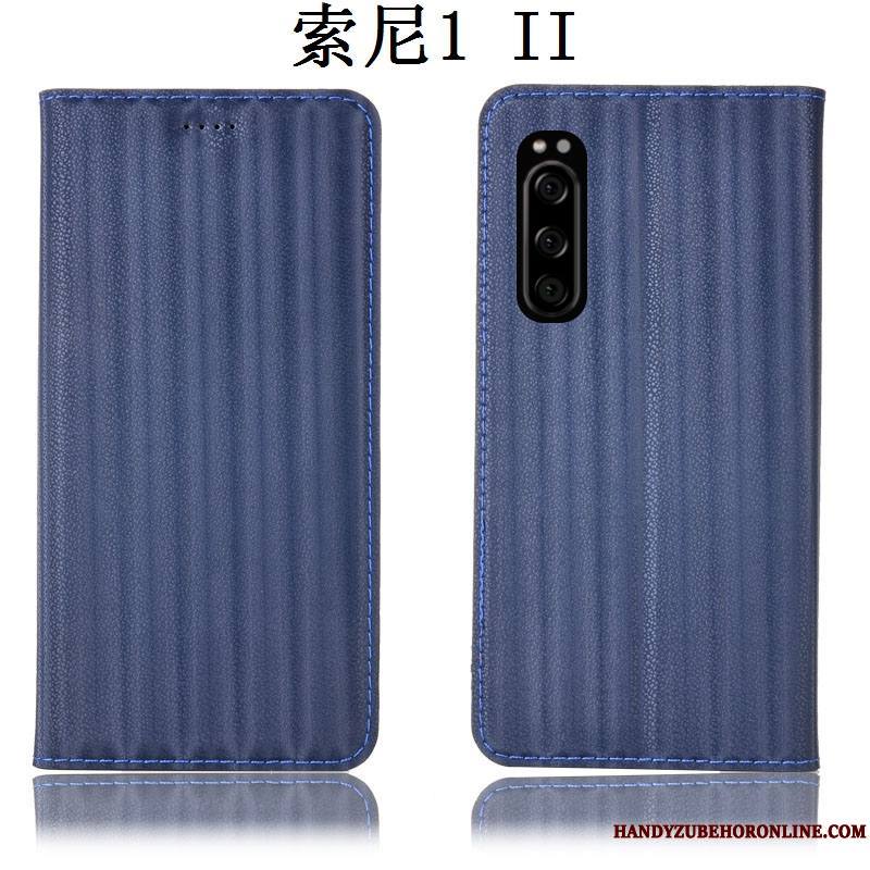 Sony Xperia 1 Ii Étui En Cuir Housse Coque De Téléphone Bleu Incassable Protection Dégradé