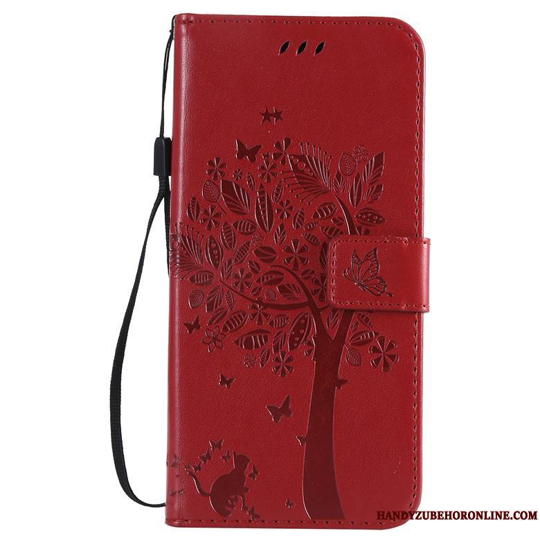 Sony Xperia 10 Ii Coque De Téléphone Rouge Incassable Étui En Cuir Silicone Clamshell Protection