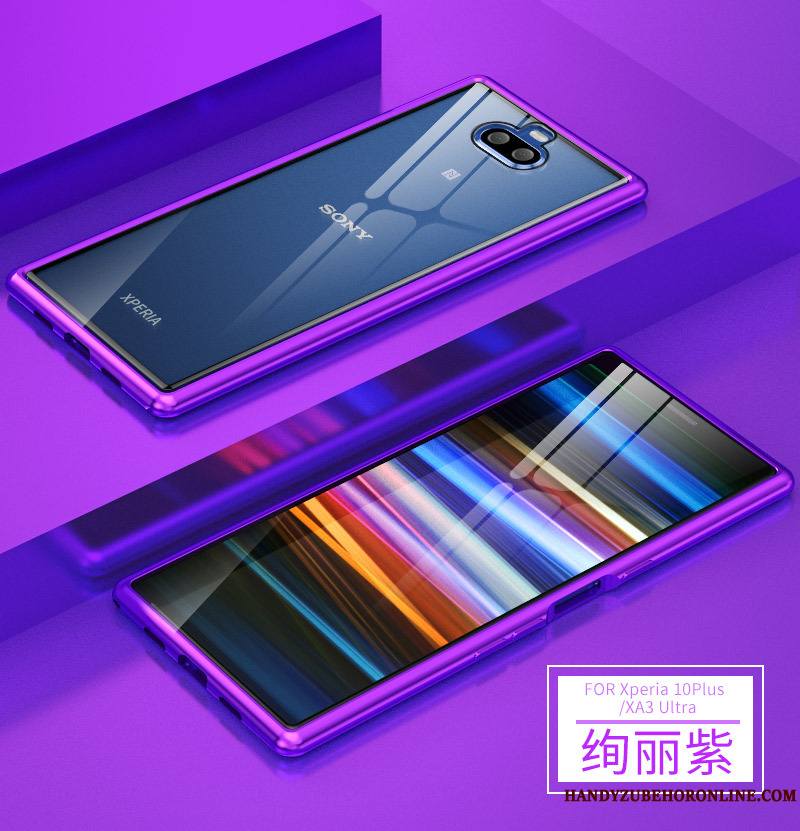 Sony Xperia 10 Plus Métal Coque De Téléphone Protection Étui Border Incassable Violet