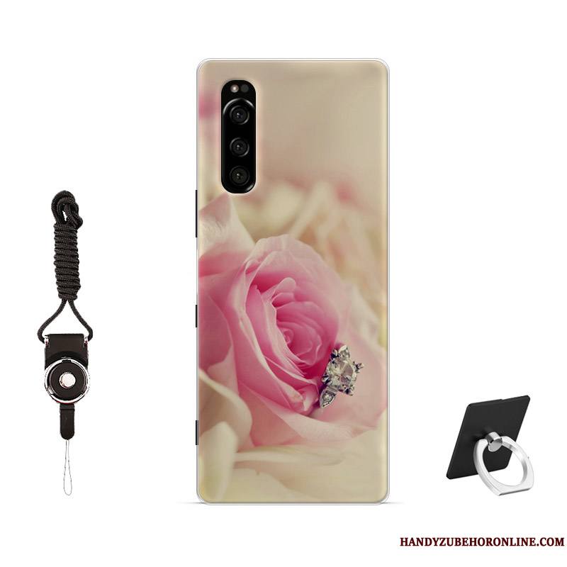 Sony Xperia 5 Coque Amoureux Incassable Peinture Antidérapant Tout Compris Rose Simple