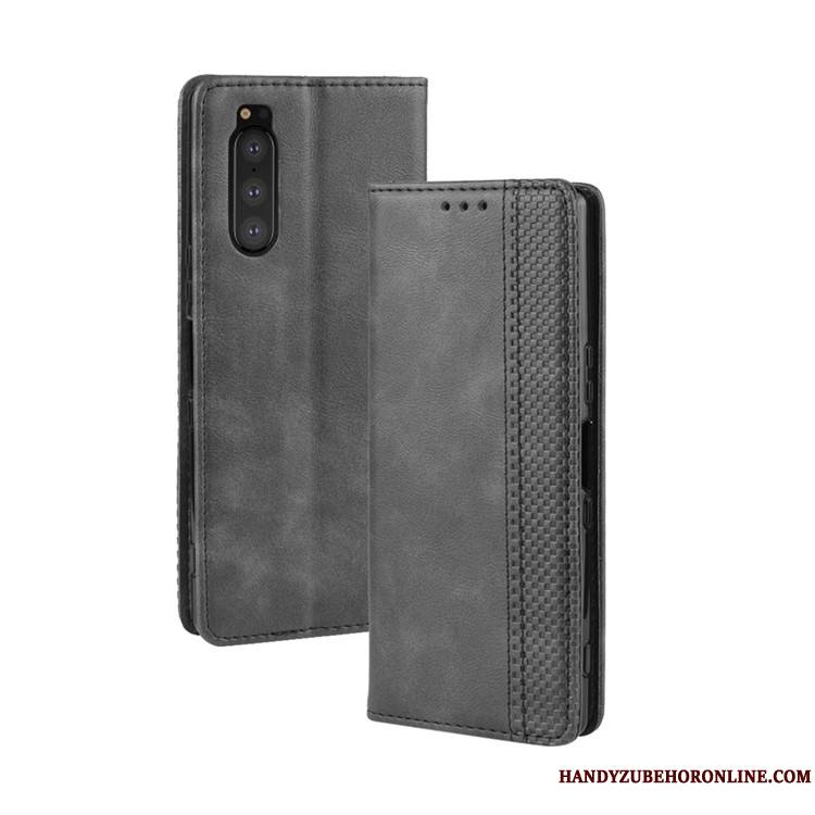 Sony Xperia 5 Noir Étui Coque De Téléphone Housse Protection Étui En Cuir Magnétisme