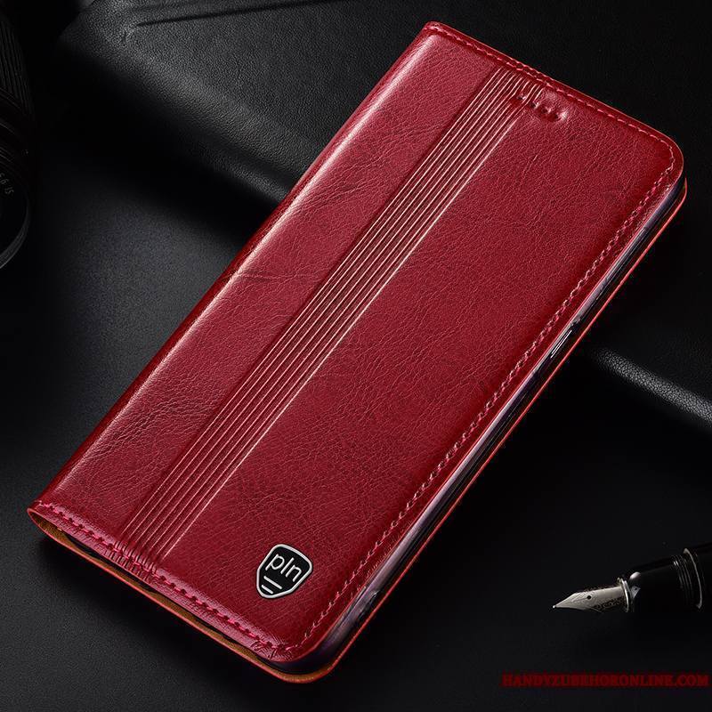 Sony Xperia L3 Téléphone Portable Rouge Coque De Téléphone Cuir Véritable Modèle Fleurie Étui Étui En Cuir