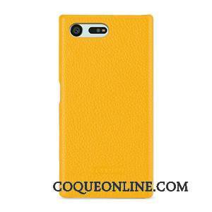 Sony Xperia X Compact Antidérapant Protection Coque De Téléphone Étui Cuir Véritable Jaune