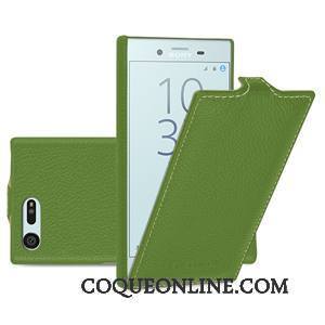 Sony Xperia X Compact Coque De Téléphone Housse Étui Vert Protection Étui En Cuir Cuir Véritable