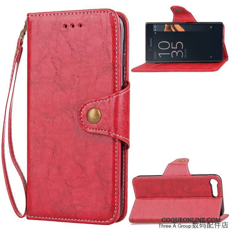 Sony Xperia X Compact Étui Tout Compris Protection Coque De Téléphone Rouge Étui En Cuir Fluide Doux