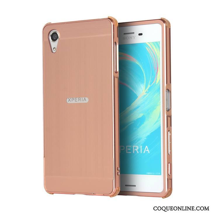 Sony Xperia Xa Coque Incassable Métal Miroir Rose Étui Border Protection