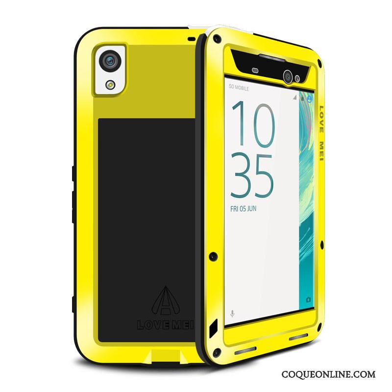 Sony Xperia Xa Ultra Coque Étui Téléphone Portable Jaune Métal Incassable Protection