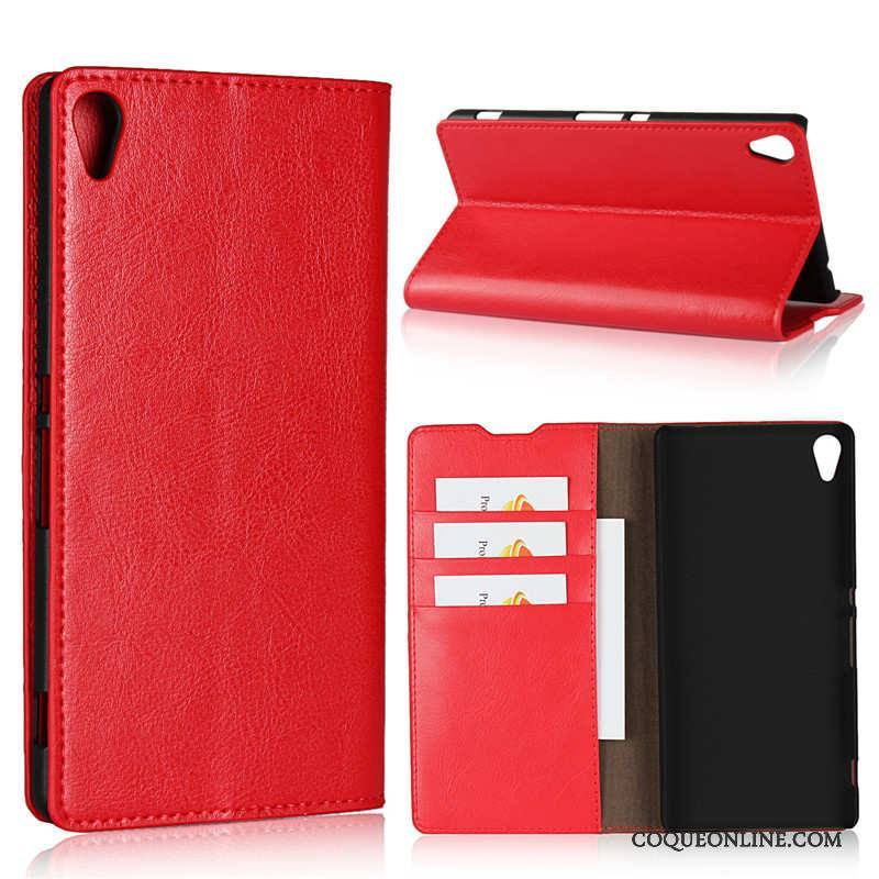 Sony Xperia Xa Ultra Étui En Cuir Coque De Téléphone Cuir Véritable Protection Rouge Cuir Haut