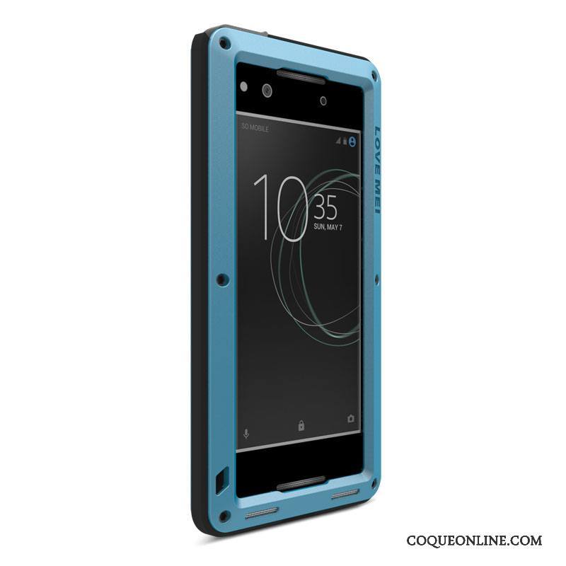 Sony Xperia Xa1 Incassable Métal Bleu Protection Coque De Téléphone Étui Trois Défenses