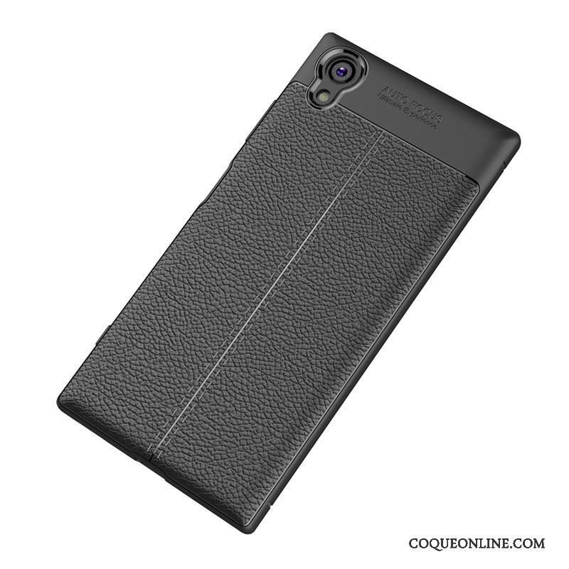 Sony Xperia Xa1 Plus Noir Modèle Fleurie Fluide Doux Coque Protection Silicone Cuir