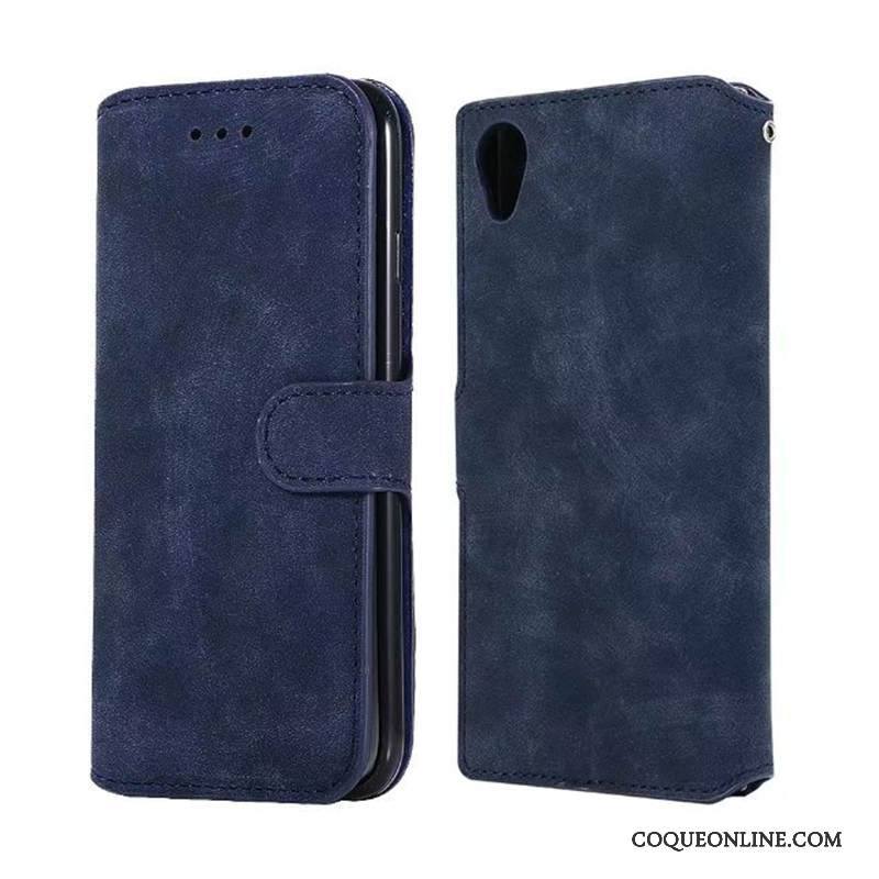 Sony Xperia Xa1 Plus Étui En Cuir Carte Protection Bleu Coque De Téléphone