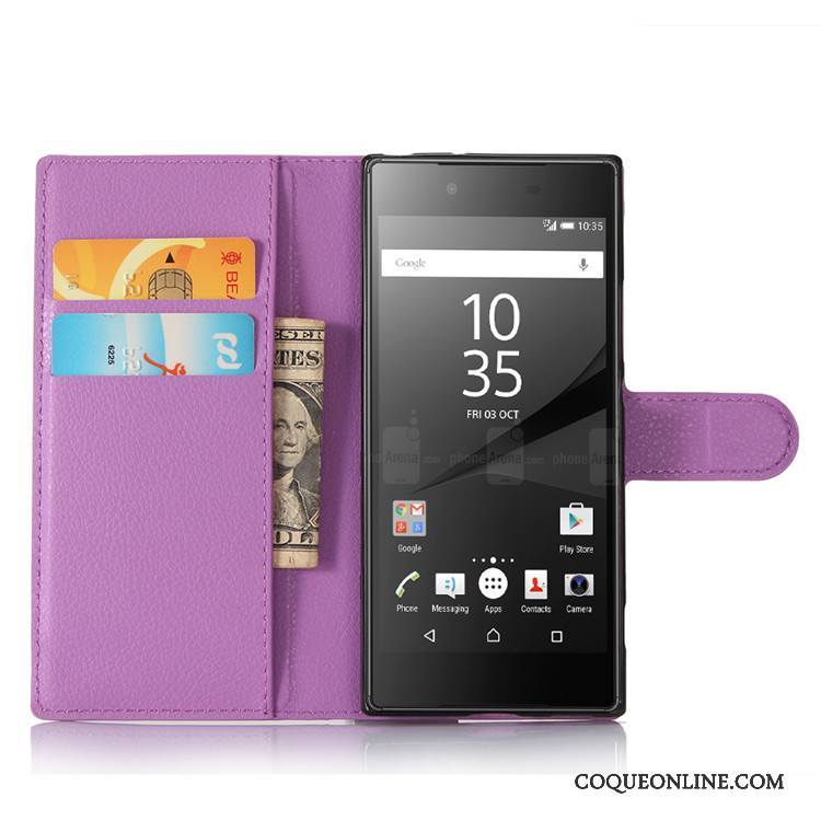 Sony Xperia Xa1 Protection Foncé Portefeuille Étui En Cuir Coque Housse Violet