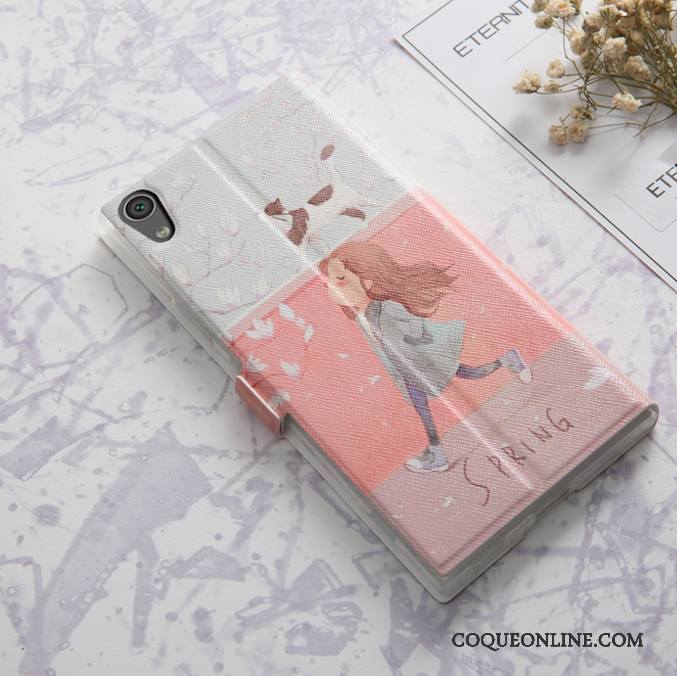 Sony Xperia Xa1 Ultra Étui En Cuir Housse Dessin Animé Coque De Téléphone Protection Rose