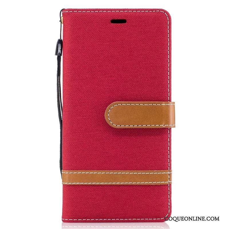 Sony Xperia Xa1 Étui En Cuir Téléphone Portable Coque En Denim Housse Protection Portefeuille