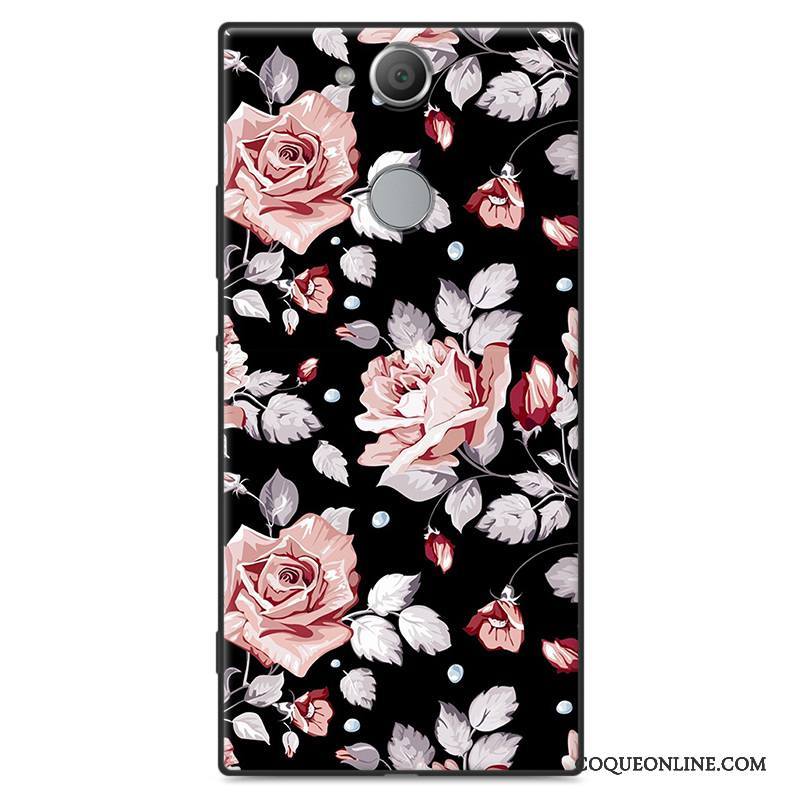 Sony Xperia Xa2 Coque Tout Compris Délavé En Daim Incassable Étui Silicone Fleurs Protection