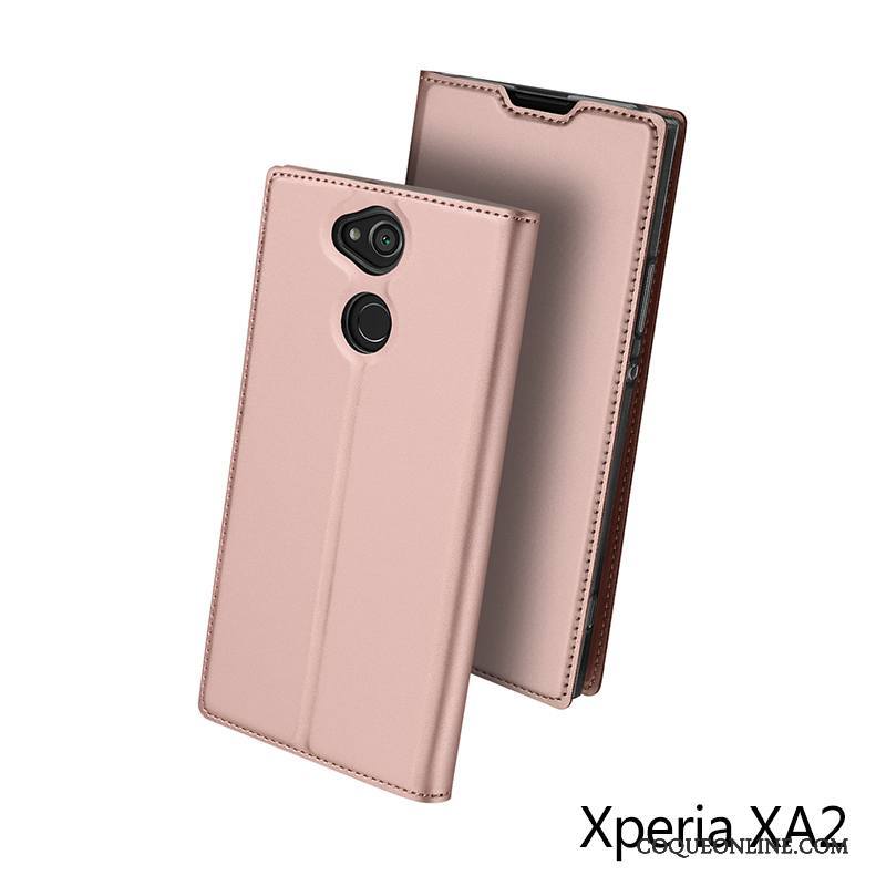 Sony Xperia Xa2 Incassable Tout Compris Coque Or Rose Téléphone Portable Protection Étui En Cuir